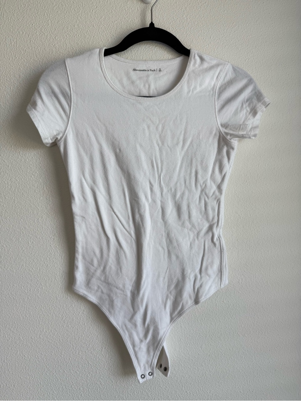 Abercrombie & Fitch White Short-Sleeve Snap-Front Bodysuit